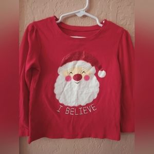 Children's Place long sleeved red Santa glitter shirt size 3t